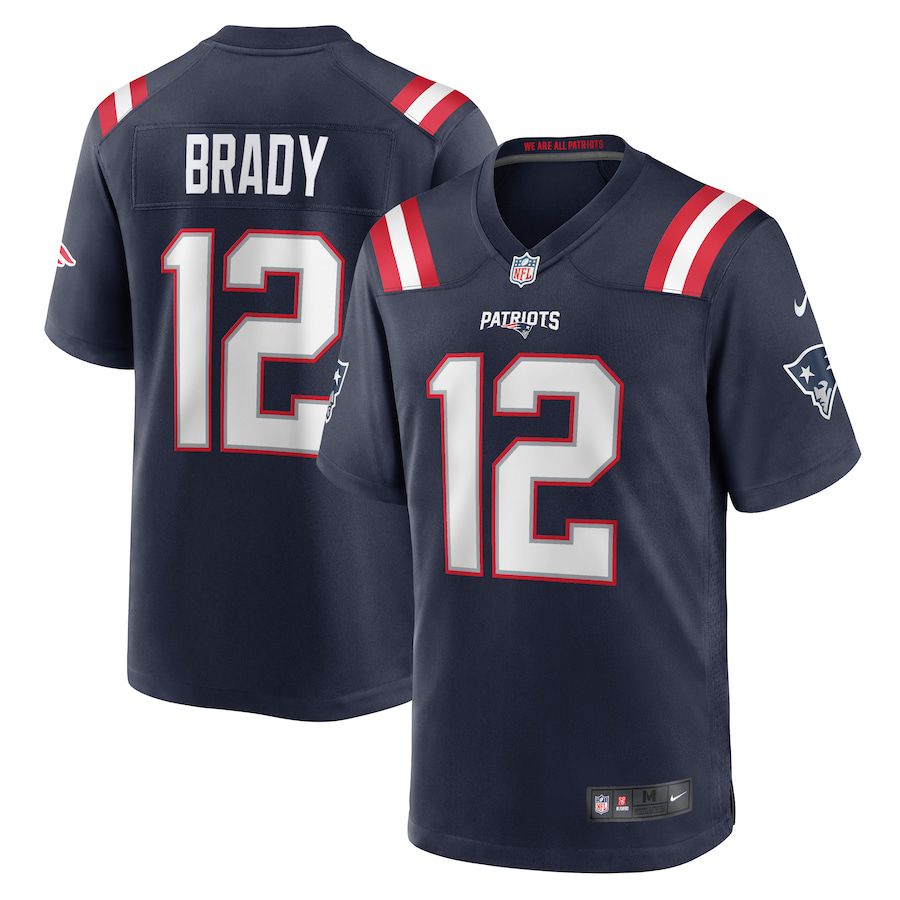 Men New England Patriots #12 Tom Brady Nike Navy Game Retired Player NFL Jersey